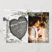 素朴な樹皮の木のハート チユカリプタスのグリーン シーズンカード (正面/裏面)