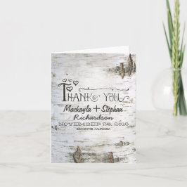 素朴な樺の木の皮の結婚式のお礼カード サンキューカード