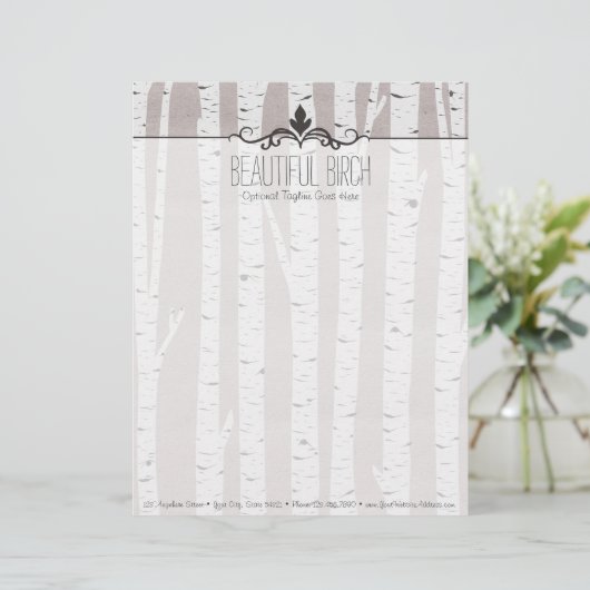 素朴な樺の木木木及び枝自然なモダン レターヘッド (スタンド正面)