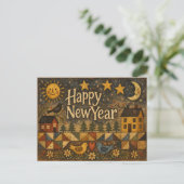 素朴な民芸村の新年 シーズンポストカード (スタンド正面)