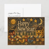 素朴な民芸村の新年 シーズンポストカード (正面/裏面)