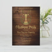 素朴な民芸風クリスマスツリーの鹿の招待状 招待状 (スタンド正面)