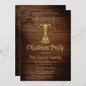 素朴な民芸風クリスマスツリーの鹿の招待状 招待状 (正面/裏面)