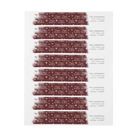 素朴な水の色のスプラッシュ幸せなクリスマスの休日 ラップアラウンドラベル (シート)