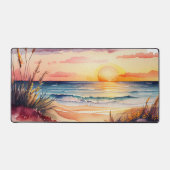 素朴な水の色のビーチサンセットシーン デスクマット (正面)