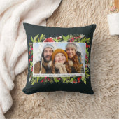 素朴な水の色のフローラの葉のクリスマスフォト クッション (ブランケット)