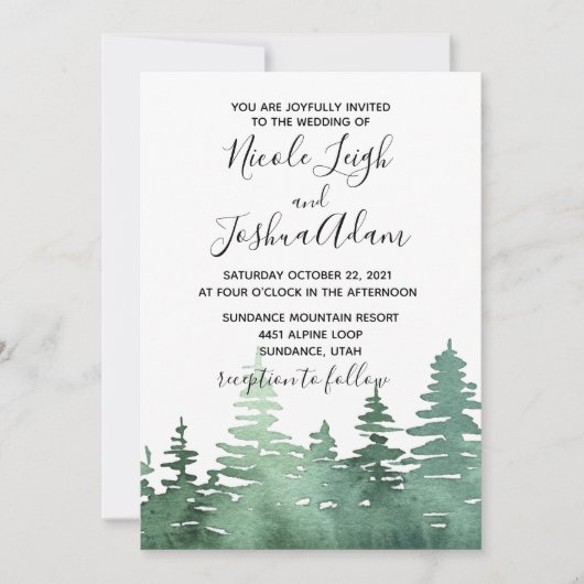 素朴な水の色の森結婚式招待状 招待状 (正面)