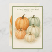 素朴な水の色の秋のカボチャ感謝祭 シーズンカード (正面/裏面)