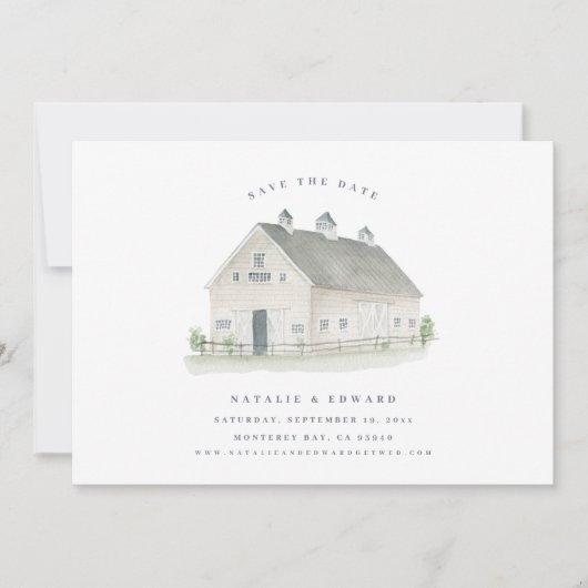 素朴な水の色の納屋の結婚式の日付を保存 (正面)