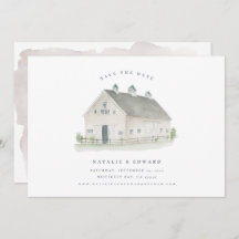 素朴な水の色の納屋の結婚式の日付を保存