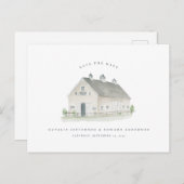 素朴な水の色の納屋の結婚式の日付を保存 ポストカード (正面/裏面)