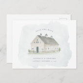 素朴な水の色の納屋の結婚式の日付を保存 ポストカード (正面/裏面)