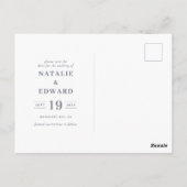 素朴な水の色の納屋の結婚式の日付を保存 ポストカード (裏面)