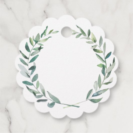 素朴な水の色オリーブの葉の結婚式ありがとう フェイバータグ (裏面)