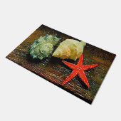素朴な水の色シーシェルスターフィッシュビーチハウス ドアマット (アングル)
