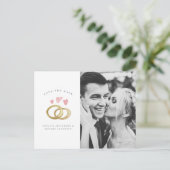 素朴な水の色結婚のリングの写真は日付を保存 ポストカード (スタンド正面)