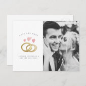 素朴な水の色結婚のリングの写真は日付を保存 ポストカード (正面/裏面)