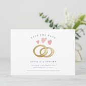 素朴な水の色結婚のリングは日付を保存 (スタンド正面)