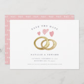 素朴な水の色結婚のリングは日付を保存 (正面/裏面)