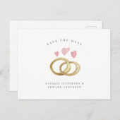 素朴な水の色結婚のリングは日付を保存 ポストカード (正面/裏面)