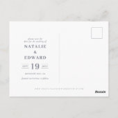 素朴な水の色結婚のリングは日付を保存 ポストカード (裏面)