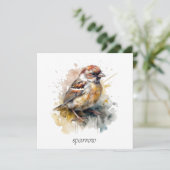 素朴な水彩のスズメ、カスタム シーズンカード (スタンド正面)