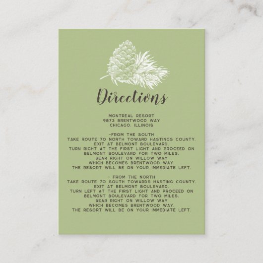 素朴な水彩の冬の森　松ぼっくり　ウェディング エンクロージャーカード (正面)