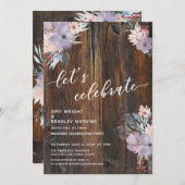 素朴な水彩の花　ボヘミアンの皆さん　お祝いしよう 招待状 (正面/裏面)