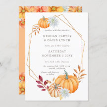 素朴な水彩オレンジ色のカボチャ 秋のウェディング