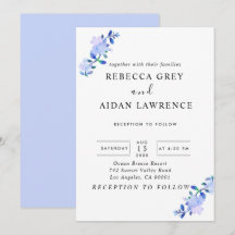 素朴な水彩スタイルの青みがかった花と葉