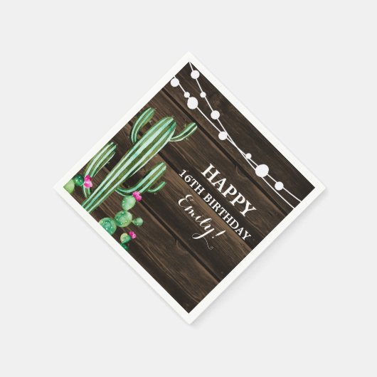 素朴な水彩タンポポの納屋の木の誕生日 スタンダードカクテルナプキン (角)