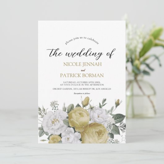 素朴な水彩フローラ結婚式招待状 招待状 (スタンド正面)