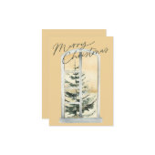 素朴な水彩モダンなクリスマスツリーのホリデー ノートカード (正面/裏面インサイチュ)