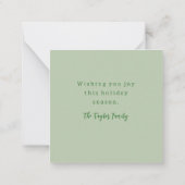 素朴な水彩北欧スタイルのクリスマスグリーンリース ノートカード (裏面)