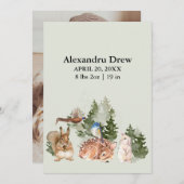 素朴な水彩森林出産発表 招待状 (正面/裏面)