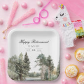 素朴な水彩湖の森の引退パーティー ペーパープレート (パーティー)