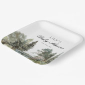 素朴な水彩湖の森の木々 ベイビーシャワー ペーパープレート (傾斜あり)