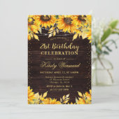 素朴な水彩画のひまわり誕生日 招待状 (スタンド正面)