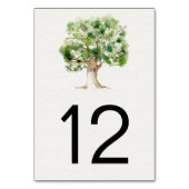 素朴な水彩画のオークの木| テーブルナンバー (裏面)