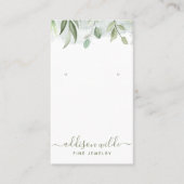 素朴な水彩画のグリーンイヤリング ディスカード 名刺 (正面)