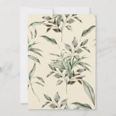 素朴な水彩画のグリーンリースフレーム ベビーシャワー 招待状 (裏面)