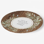 素朴な水彩画のグリーンリーフパーティ ペーパープレート (アングル)