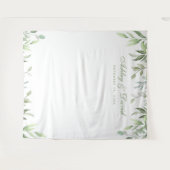 素朴な水彩画のグリーン植物花写真用背景 タペストリー (正面(横))