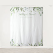 素朴な水彩画のグリーン花卉フォトバックドロップ タペストリー (正面)