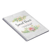 素朴な水彩画のサボテン砂漠 カクタス ボヘミアンスタイル ノートブック (右側)