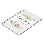 素朴な水彩画のサボテン砂漠 カクタス ボヘミアンスタイル ノートブック (左側)