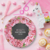 素朴な水彩画のシャクヤクのベビーシャワーの装飾 ペーパープレート (パーティー)