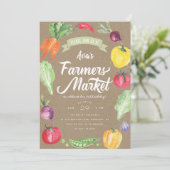 素朴な水彩画のファーマーズマーケット誕生日パーティー 招待状 (スタンド正面)