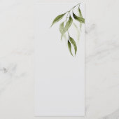 素朴な水彩画のユーカリグリーン メニュー (裏面)