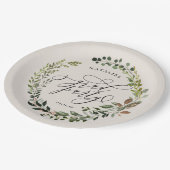 素朴な水彩画のリースの卒業パーティー ペーパープレート (アングル)